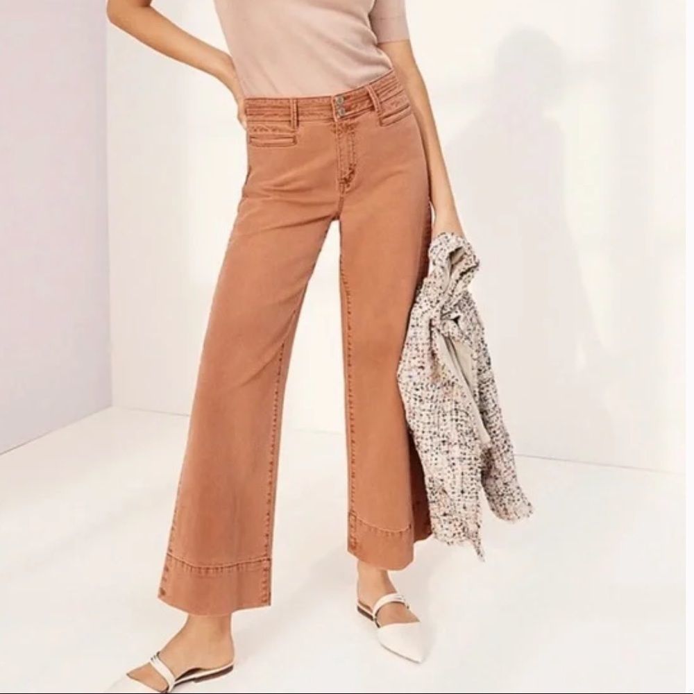 Ann Taylor High Waisted Wide Leg Cropped Jeans
